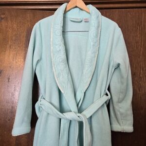 Intimate Essentials Mint Green Bath Robe Belted Womens Med